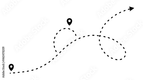 Directional movement icon illustrating trajectory and flow with clear indicators useful for mapping applications user flow designs and educational interface systems
