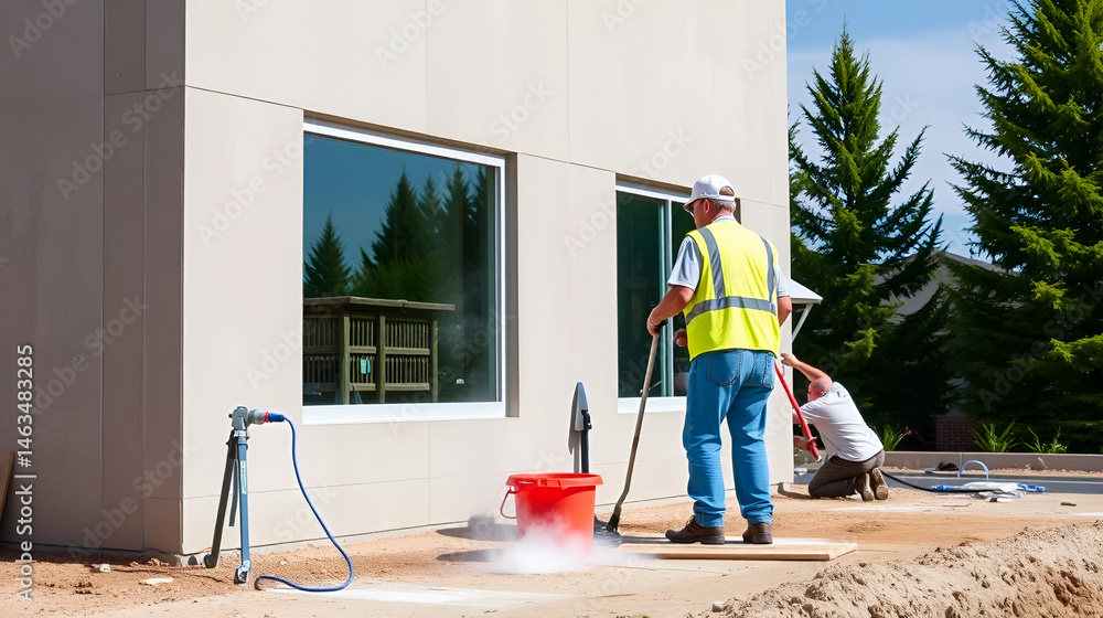 Fototapeta premium building cleaner on site