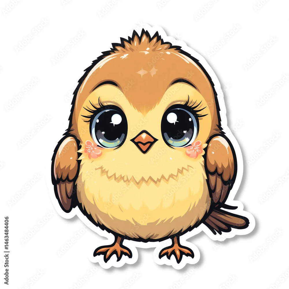 sparrow Bird Sticker – Cute Vector Art with Sparkly Eyes and Smile, Kawaii, Isolated White sparrow Bird Sticker – Cute Vector Art with Sparkly Eyes and Smile, Kawaii, Isolated White