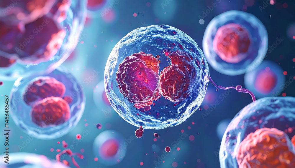 Naklejka premium Stunning Microscopic Cell Division: Cellular Biology Image