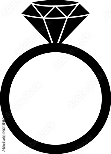 Diamond ring icon in flat. isolated on transparent background