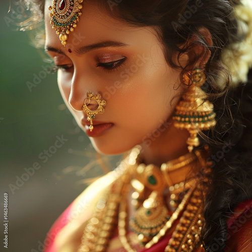 women face with jwellery closeup shot