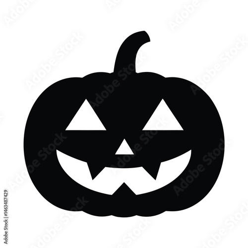 Halloween pumpkin with a scary carved face, isolated on white
