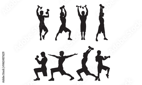 Fitness gym silhouettes