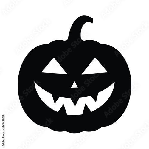 Halloween pumpkin with a scary carved face, isolated on white