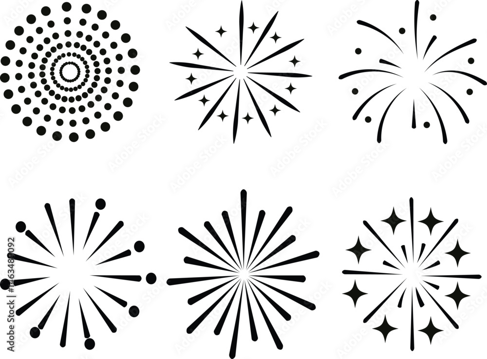 Silhouette Fireworks Explosion vector Graphic Symbols Silhouette Fireworks Explosion vector Graphic Symbols