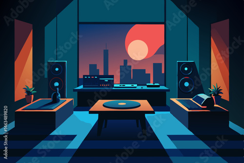 music producer s chill room with turntables 