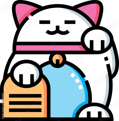 maneki neko illustration on a white background   