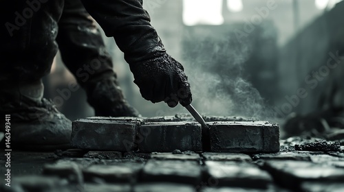 Wallpaper Mural Worker Handling Hot Metal Ingots in Industrial Setting Torontodigital.ca