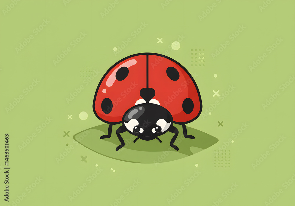 Fototapeta premium Adorable beetles cartoon with a colored background suitable for stickers, posters or digital graphics.