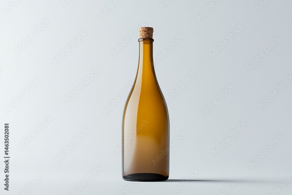 A classic blank wine bottle mockup with a cork, minimalistic aesthetic, smooth reflections, high-end product shot on a white background. eer bottle mockup, amber glass, condensation effect, ultra-deta A classic blank wine bottle mockup with a cork, minimalistic aesthetic, smooth reflections, high-end product shot on a white background. eer bottle mockup, amber glass, condensation effect, ultra-deta
