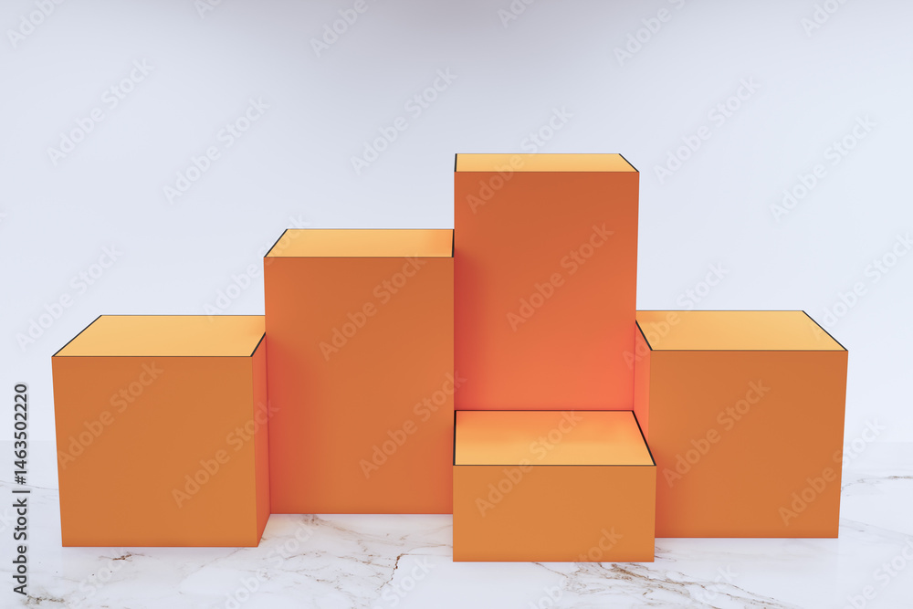 Obraz premium Gold box arrangement for product display, for example beauty products, skin care, smartphone products, technology, gadgets, food or expensive bags.