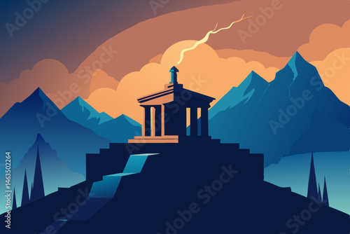 office atop mount olympus with thunder outside 