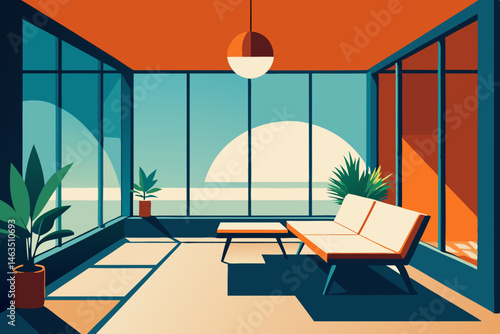 office with indoor sun garden and daybed corner 