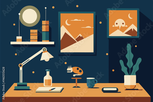 paleontologist s workspace with fossils  bone