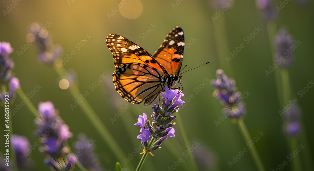 Fototapeta premium Butterfly on lavender flower
