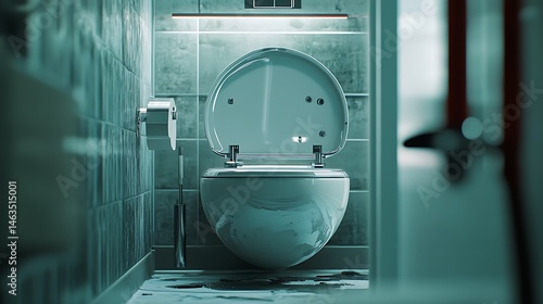 Wallpaper Mural Leaking Toilet in a Bathroom with Water on the Floor Torontodigital.ca