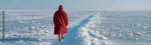 Lone Figure on Frozen Path:...