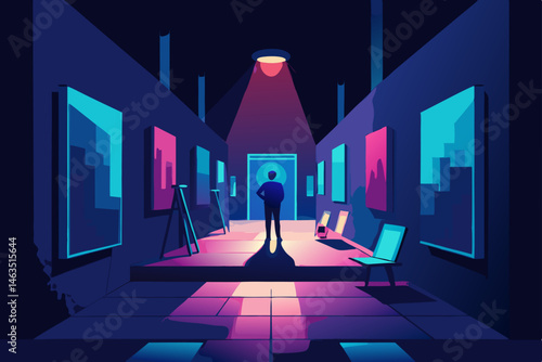 pop up street artist exhibit glowing under 