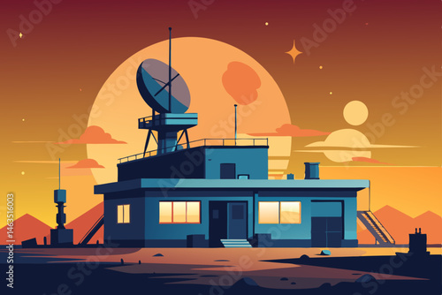 post apocalyptic satellite base office 