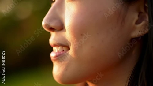 Wallpaper Mural Serene Portrait: Asian Woman in Golden Hour Light Torontodigital.ca