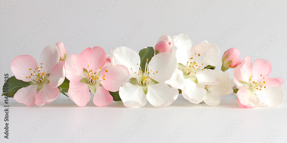 Delicate Apple Blossom Flowers on Branch