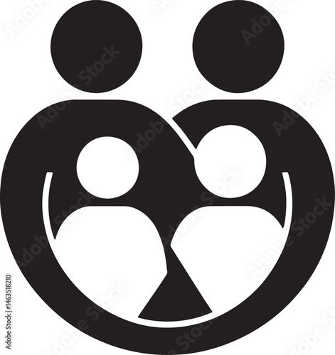 Family Love Embrace Graphic Two Adults And Two Children Symbolic Representation