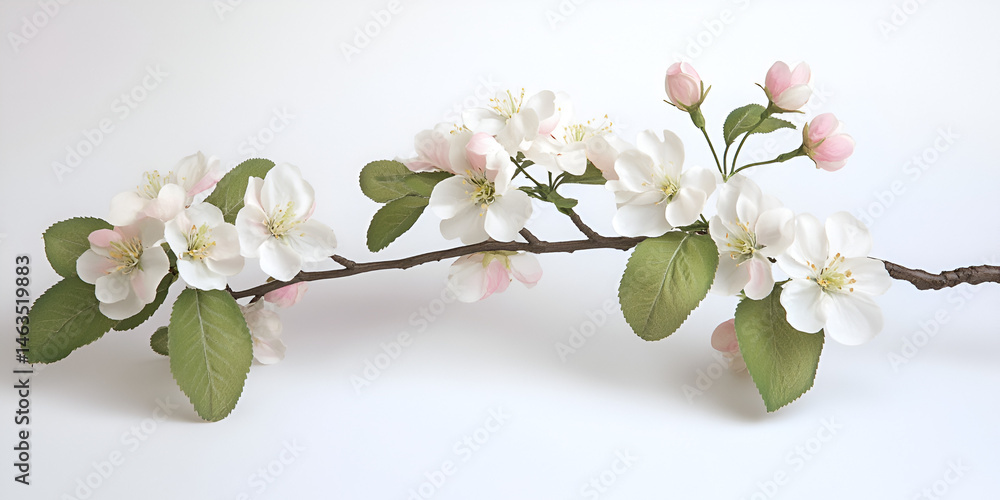 Delicate Apple Blossom Flowers on Branch