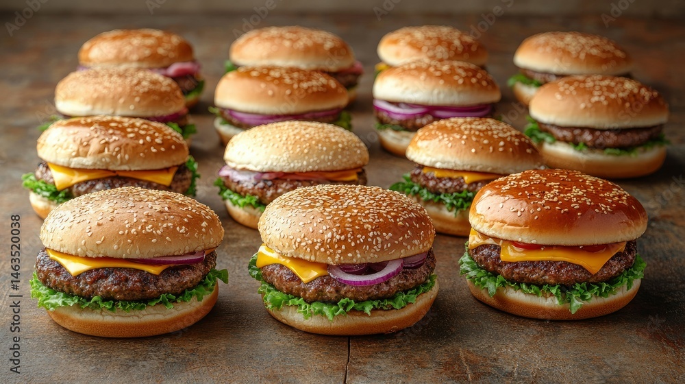 Juicy Cheeseburgers with Sesame Seed Buns - A Delicious Food Photography Collection Juicy Cheeseburgers with Sesame Seed Buns - A Delicious Food Photography Collection