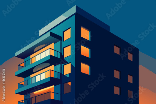 residential apartment block with unevenly 