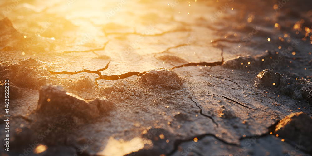 Sunlit Cracked Soil in Extreme Drought Conditions