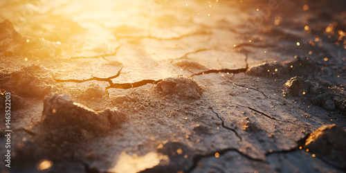 Obraz na płótnie Sunlit Cracked Soil in Extreme Drought Conditions
w salonie