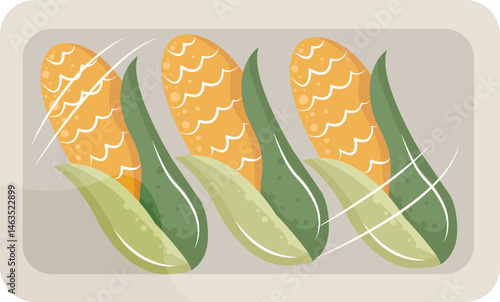 fresh corn in packaging ilustration