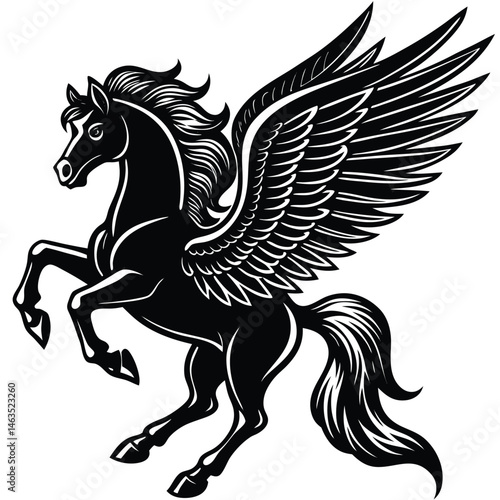Running wild mustang horse animal silhouette vector illustration
