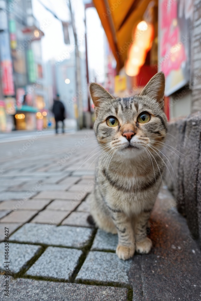 Obraz premium 道端の野良猫