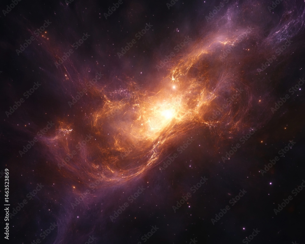 Fototapeta premium Colorful Deep Space Nebula With Orange And Pink Hues