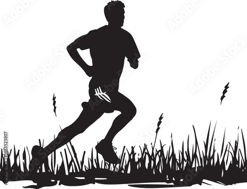 silhouette of a young man running, silhouette, sport, runner, run, running, vector, athlete, body, illustration, soccer, black, sports, people, player, jump, sprint, fitness, woman, competition, ball,