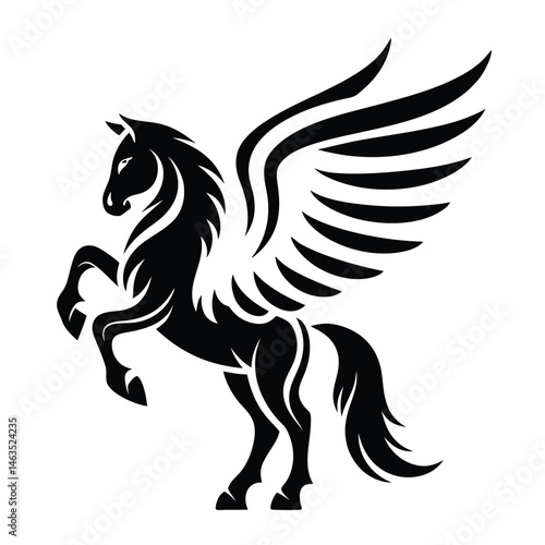 Running wild mustang horse animal silhouette vector illustration