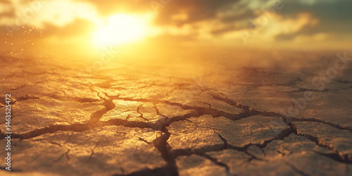 Obraz na płótnie Parched Cracked Earth in Golden Sunlight
w salonie