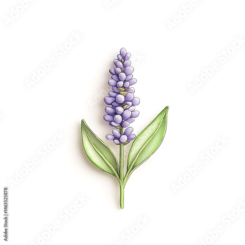 A purple flower with green leaves