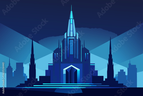 sci fi cathedral in the heart of a megacity  