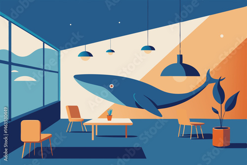 space whale interior office with organic walls 
