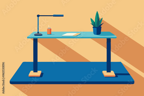 standing desk with yoga mat and movement focused 