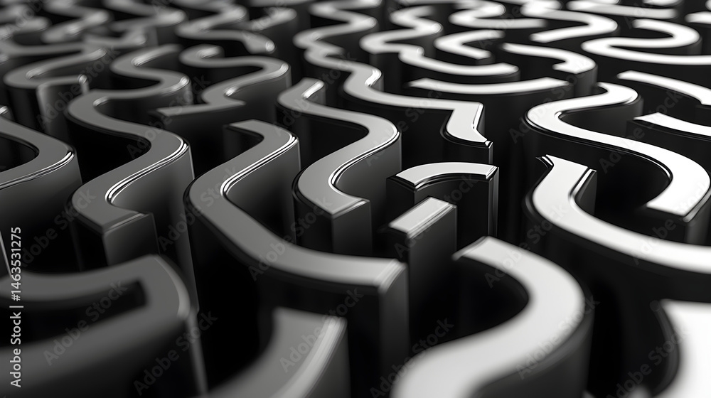 Fototapeta premium Metallic maze with winding paths