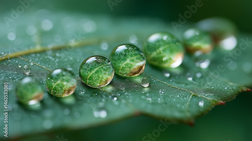 Waterdrop on leaf: Close-up...