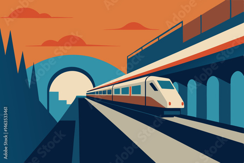 subway train streaking past graffiti covered tunne.svg