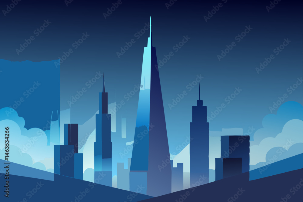Obraz premium tall skyscrapers piercing through the fog 