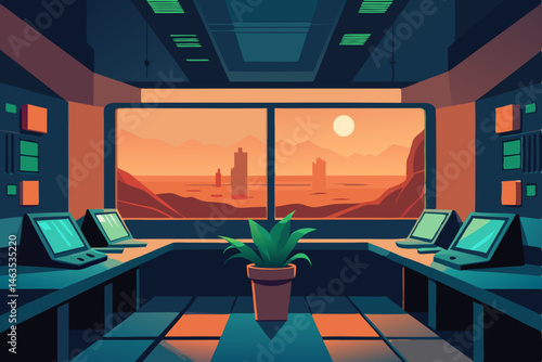 terraforming control room with plant samples 