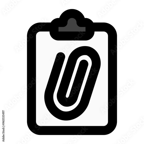 Minimalist icon representing document attachment or clipboard functionality for apps and website interfaces.