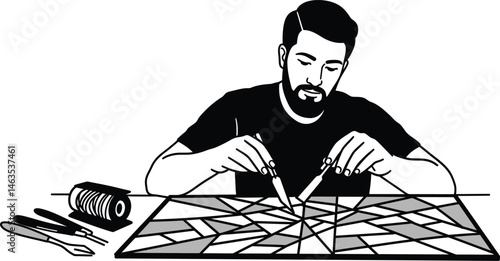 Craftsperson Creating Stained Glass Artwork